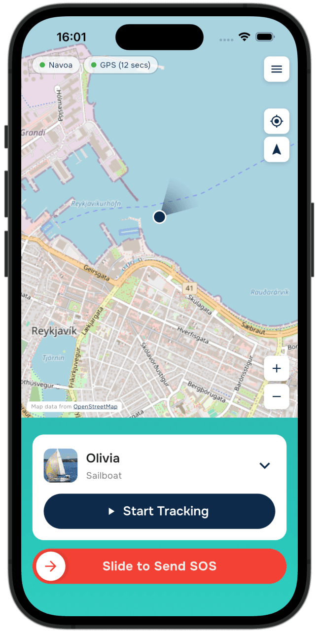Navoa app running on a phone